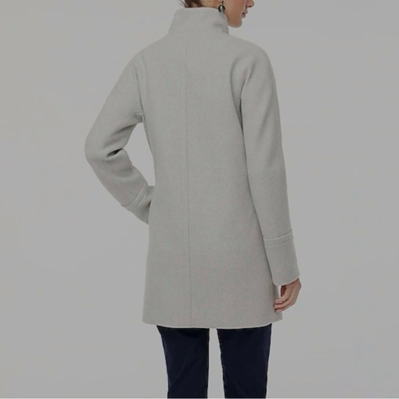 J. Crew Women’s Gray City Coat Wool Blend Long Line Button High Collar Size 00 - Picture 3 of 10